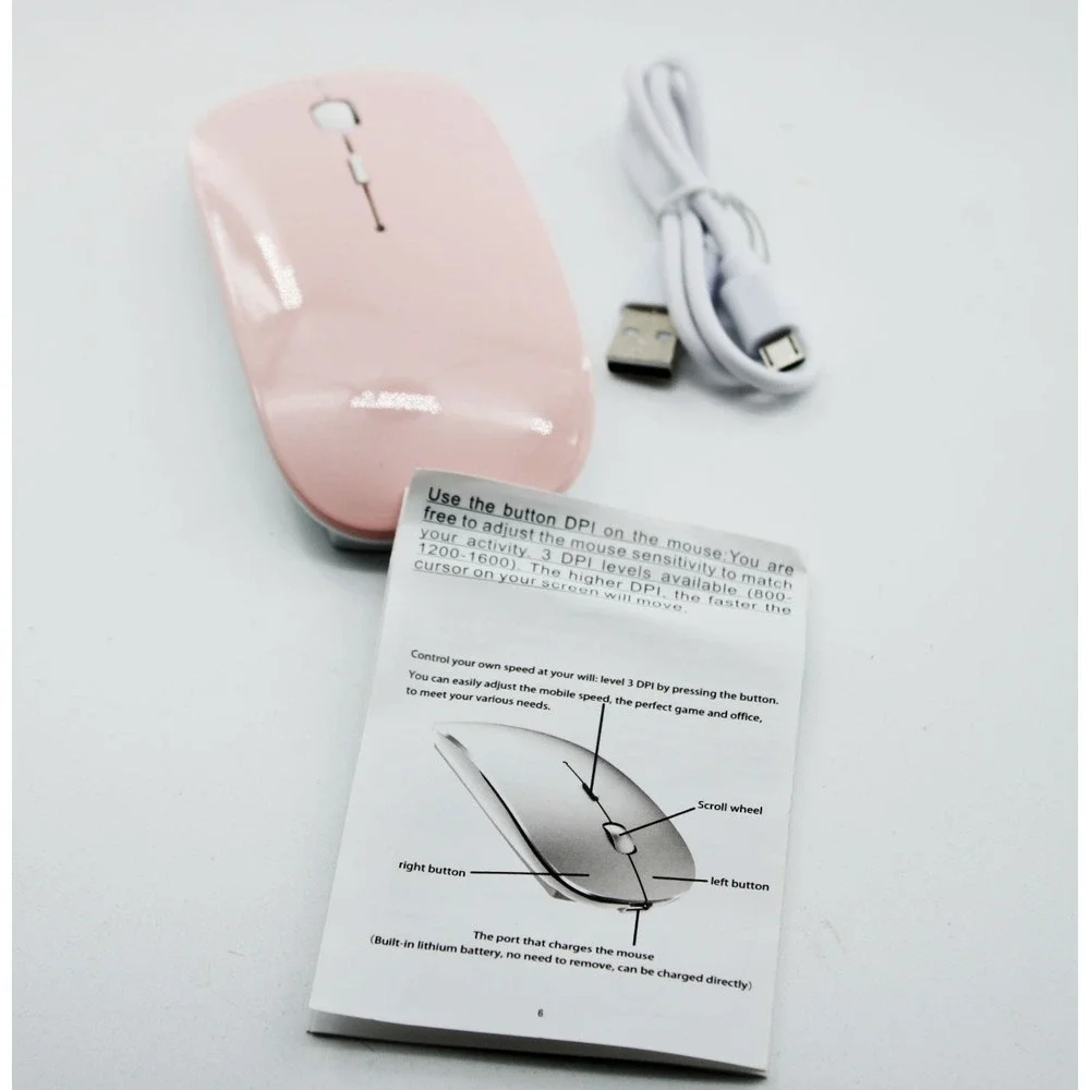 Rose Gold Wireless Bluetooth Mouse Dual Mode 2.4GHz Rechargeable Optical E68